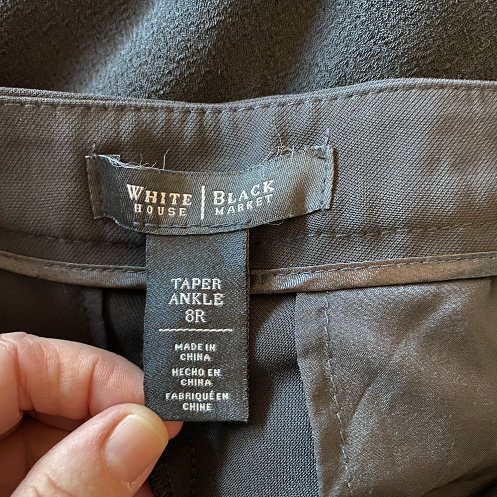 White House Black Market Taper Ankle Black Trousers - Picture 7 of 7